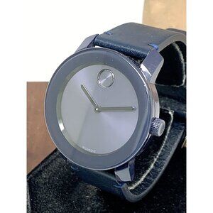 Movado Men's Watch 3600370 Bold Swiss Quartz Blue Dial 42mm Black Leather Band